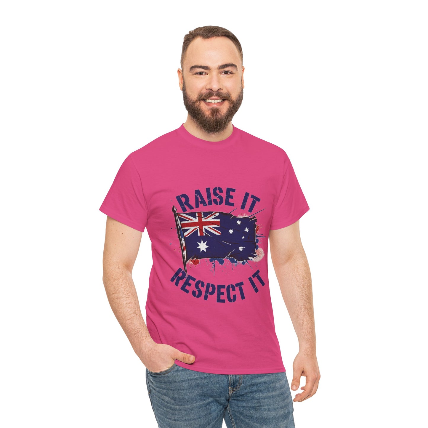 Raise It Respect It Australia Flag Unisex Graphic Tee Cotton T-Shirt