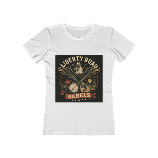 Liberty Road Rebels Vintage Americana Style Boyfriend Tee T-Shirt for Women