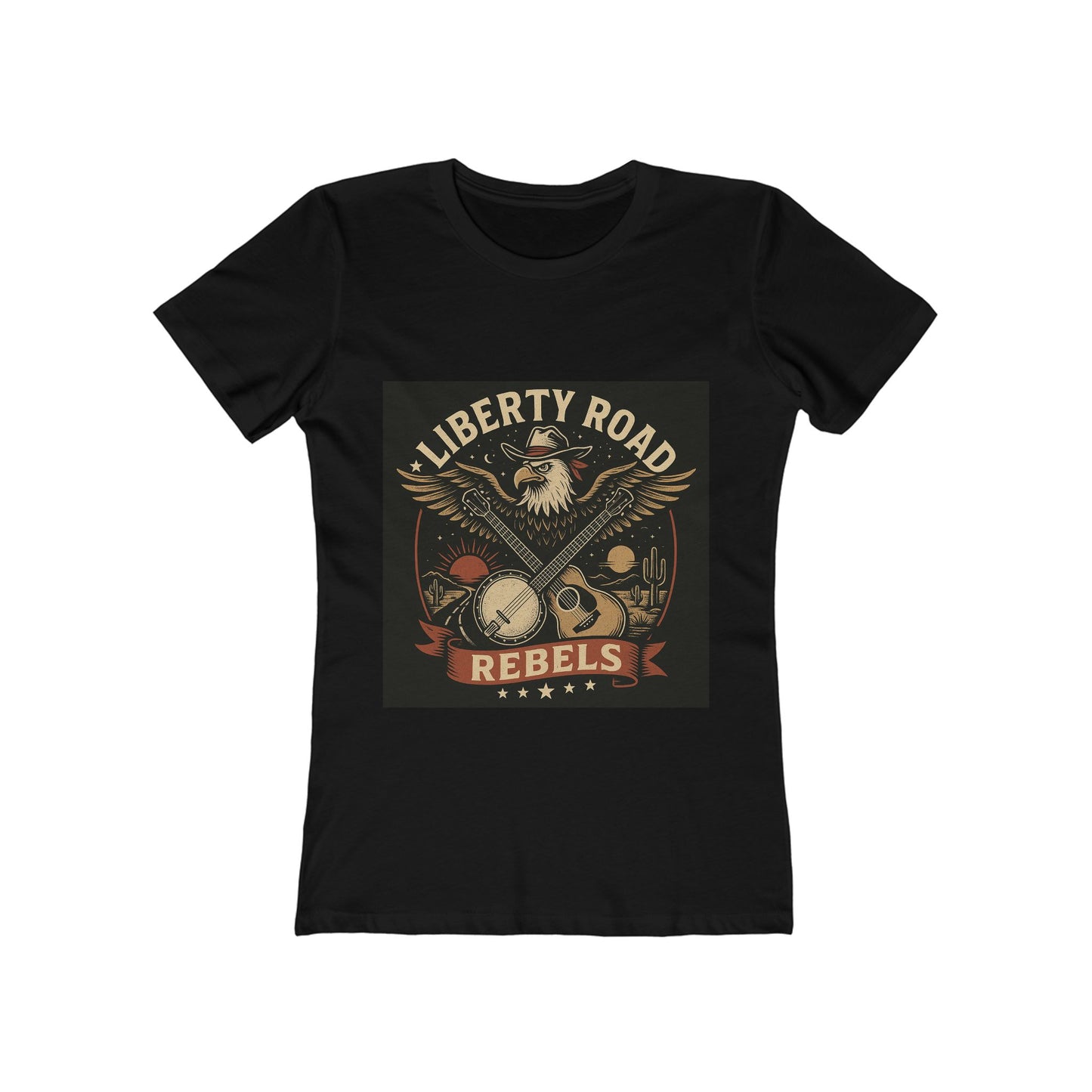 Liberty Road Rebels Vintage Americana Style Boyfriend Tee T-Shirt for Women