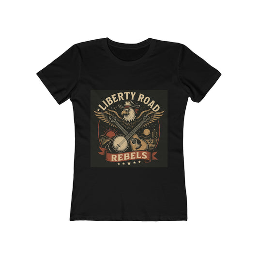 Liberty Road Rebels Vintage Americana Style Boyfriend Tee T-Shirt for Women
