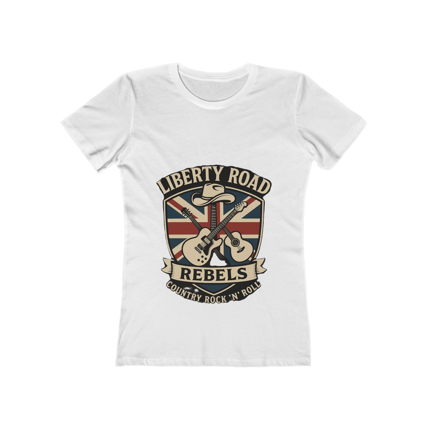 Liberty Road Rebels Britannia Rock 'n' Roll Women's Boyfriend Tee Vintage Graphic T-Shirt