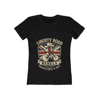 Liberty Road Rebels Britannia Rock 'n' Roll Women's Boyfriend Tee Vintage Graphic T-Shirt
