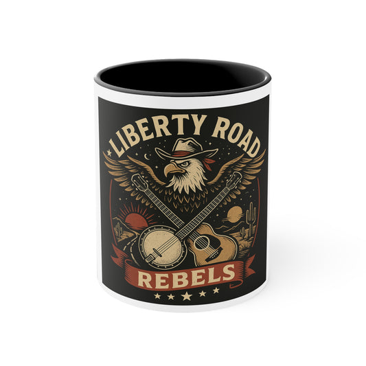Liberty Road Rebels Vintage Americana Style Mug Colorful Accent Coffee Cup