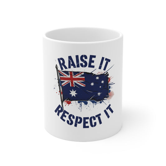 Raise It Respect It Australian Flag Ceramic Coffee Mug