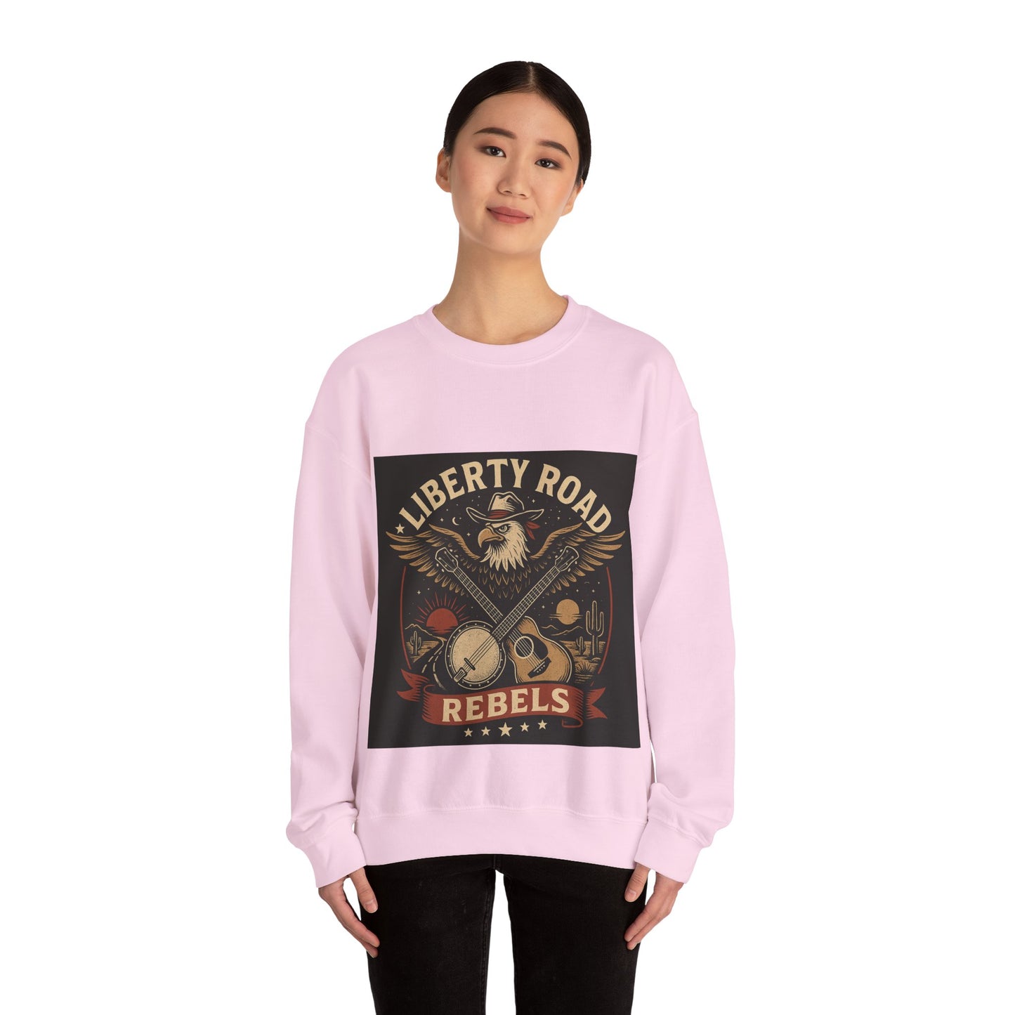 Liberty Road Rebels Vintage Americana Style Crewneck Sweatshirt