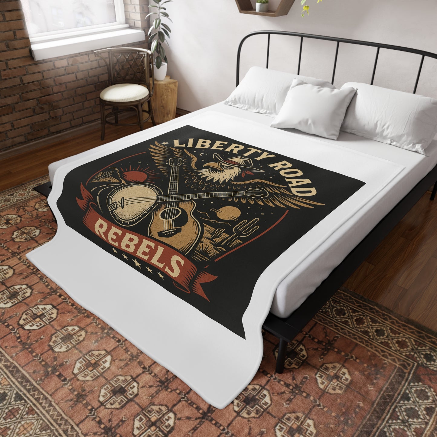 Liberty Road Rebels Vintage Americana Style Cozy Fleece Blanket