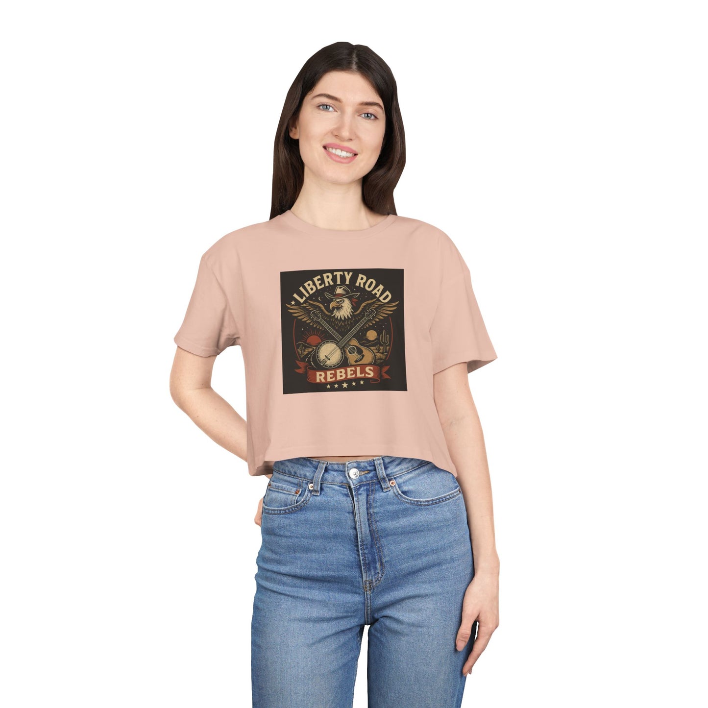 Liberty Road Rebels Vintage Americana Style Crop Tee