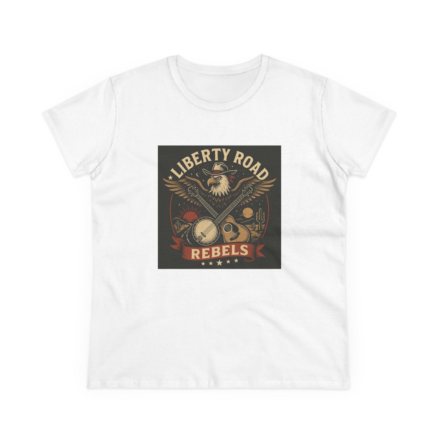 Liberty Road Rebels Vintage Americana Style Women's Midweight Cotton Tee T-Shirt