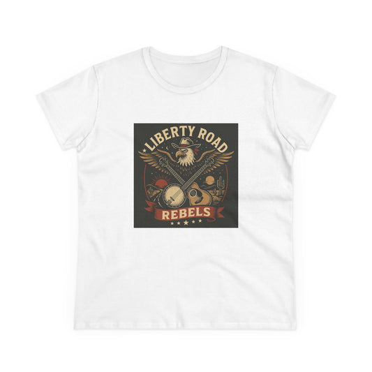 Liberty Road Rebels Vintage Americana Style Women's Midweight Cotton Tee T-Shirt