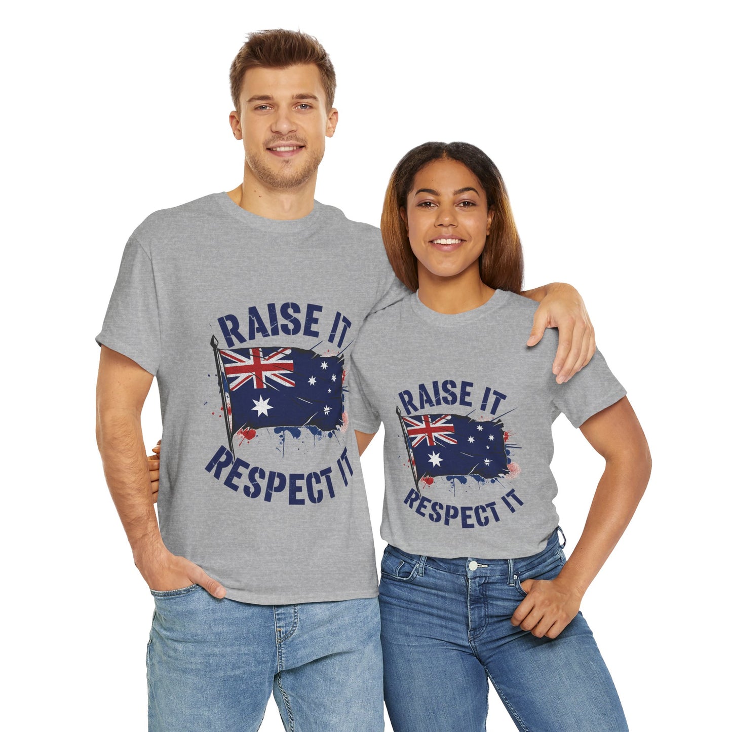 Raise It Respect It Australia Flag Unisex Graphic Tee Cotton T-Shirt