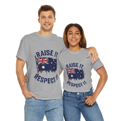 Raise It Respect It Australia Flag Unisex Graphic Tee Cotton T-Shirt