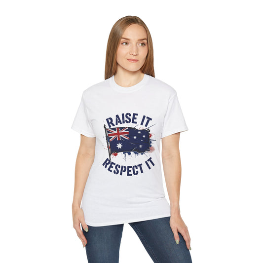 Raise It Respect It Australia Flag Tribute Unisex Tee T-Shirt