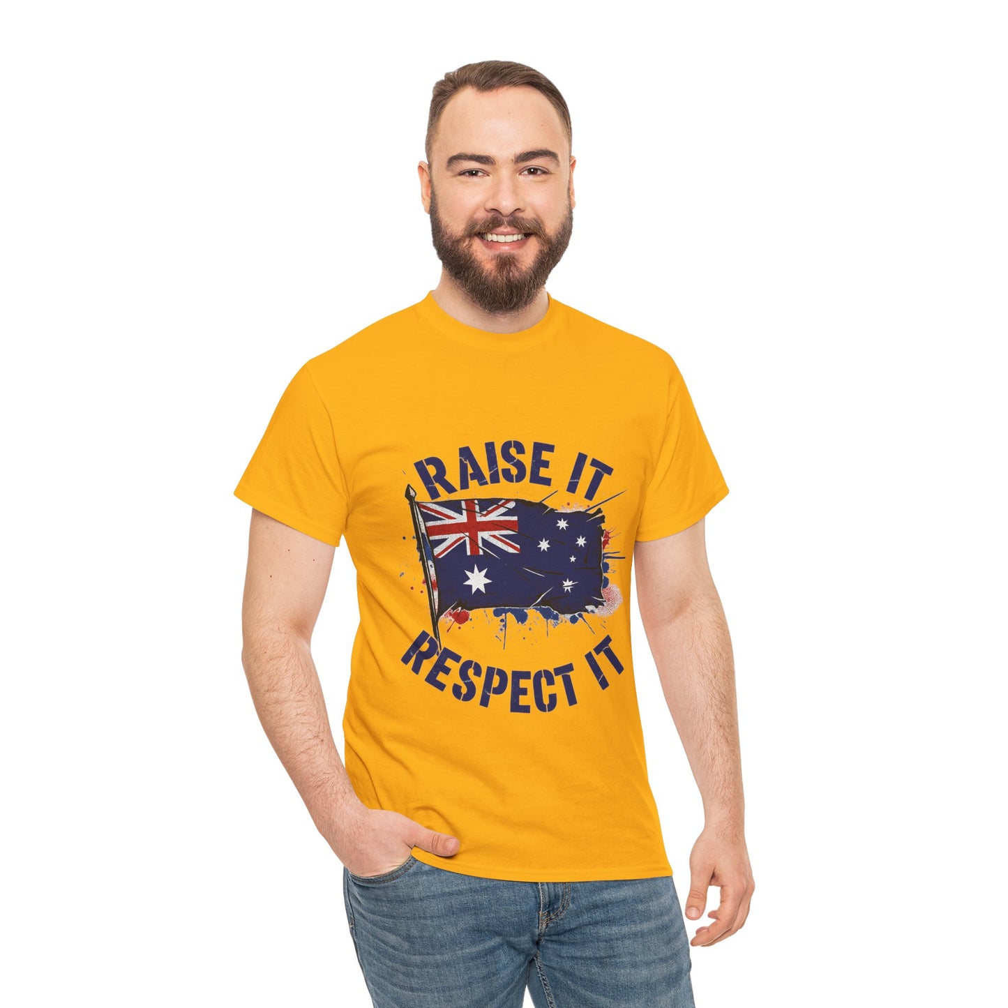 Raise It Respect It Australia Flag Unisex Graphic Tee Cotton T-Shirt