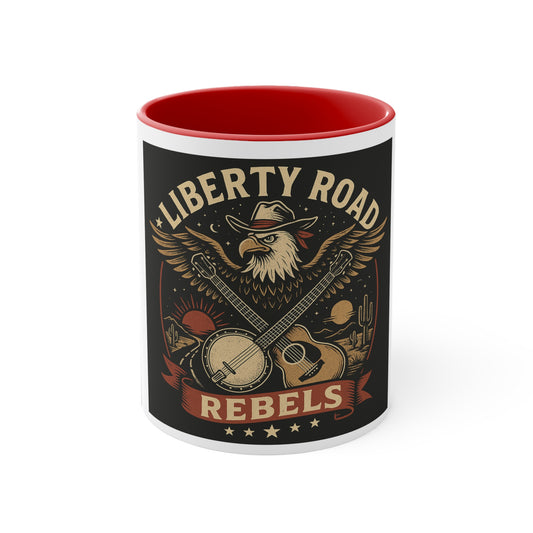Liberty Road Rebels Vintage Americana Style Mug Colorful Accent Coffee Cup