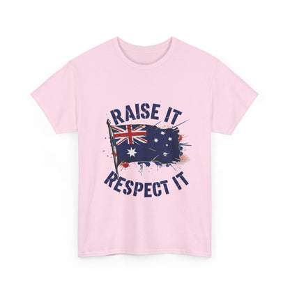 Raise It Respect It Australia Flag Unisex Graphic Tee Cotton T-Shirt