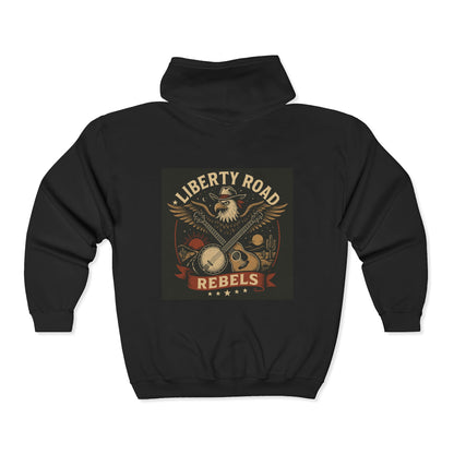 Liberty Road Rebels Vintage Americana Style Unisex Full Zip Hoodie