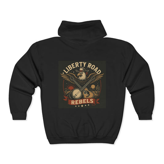 Liberty Road Rebels Vintage Americana Style Unisex Full Zip Hoodie