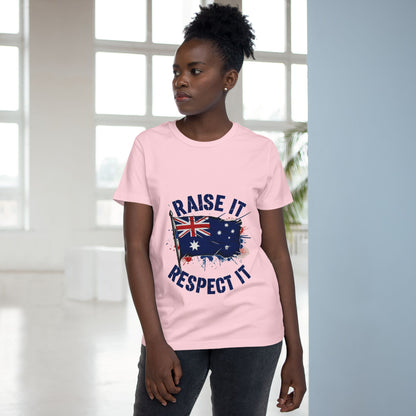 Raise It Respect It Patriotic Graphic Tee Women’s Maple T-Shirt