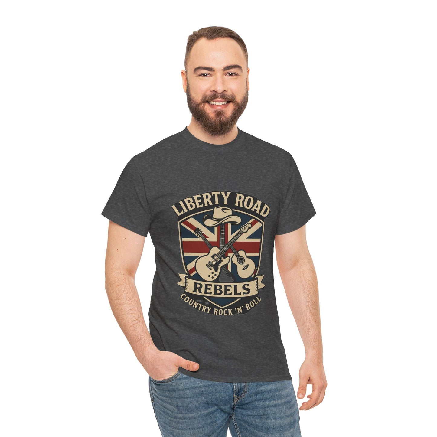 Liberty Road Rebels Britannia Rock 'n' Roll Rebels Tee Unisex Heavy Cotton T-Shirt