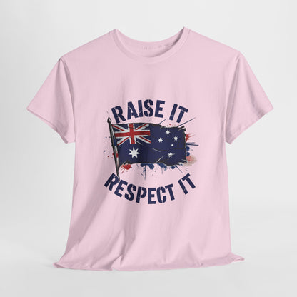 Raise It Respect It Australia Flag Unisex Graphic Tee Cotton T-Shirt