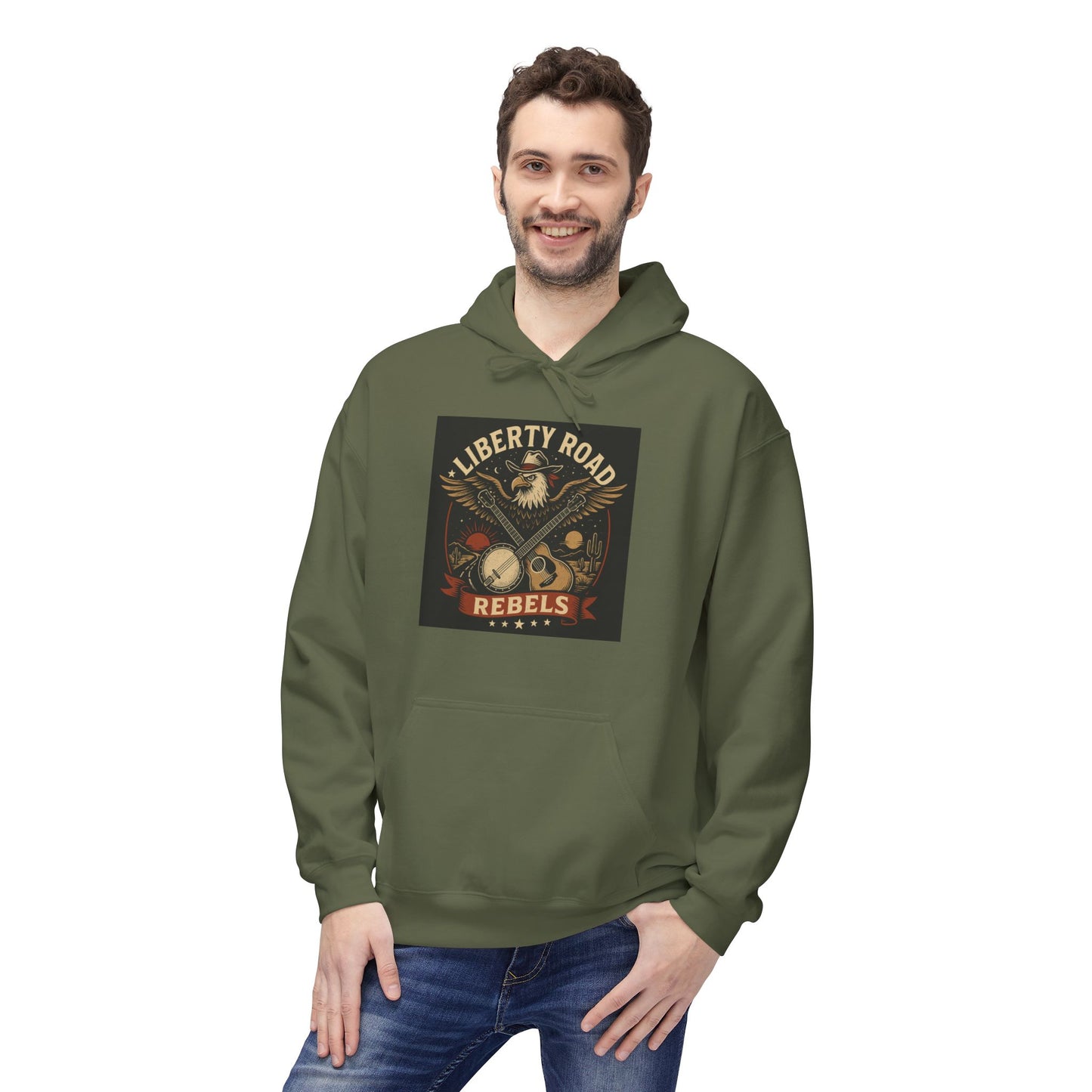 Liberty Road Rebels Vintage Americana Style Soft Fleece Hoodie