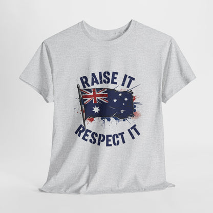 Raise It Respect It Australia Flag Unisex Graphic Tee Cotton T-Shirt