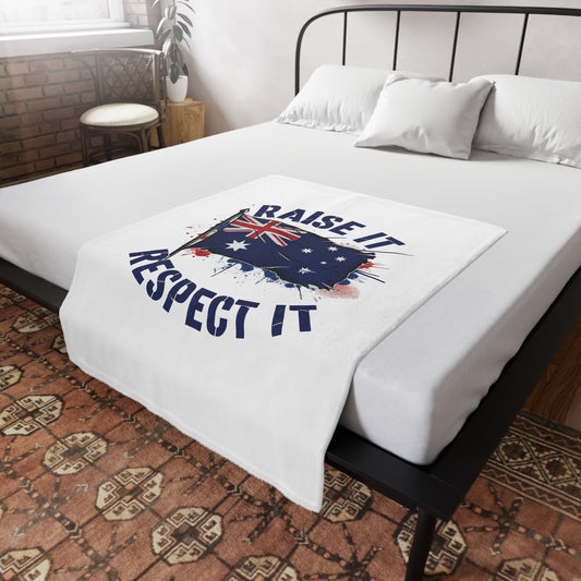 Raise It Respect it Australian Flag Plush Fleece Throw Blanket