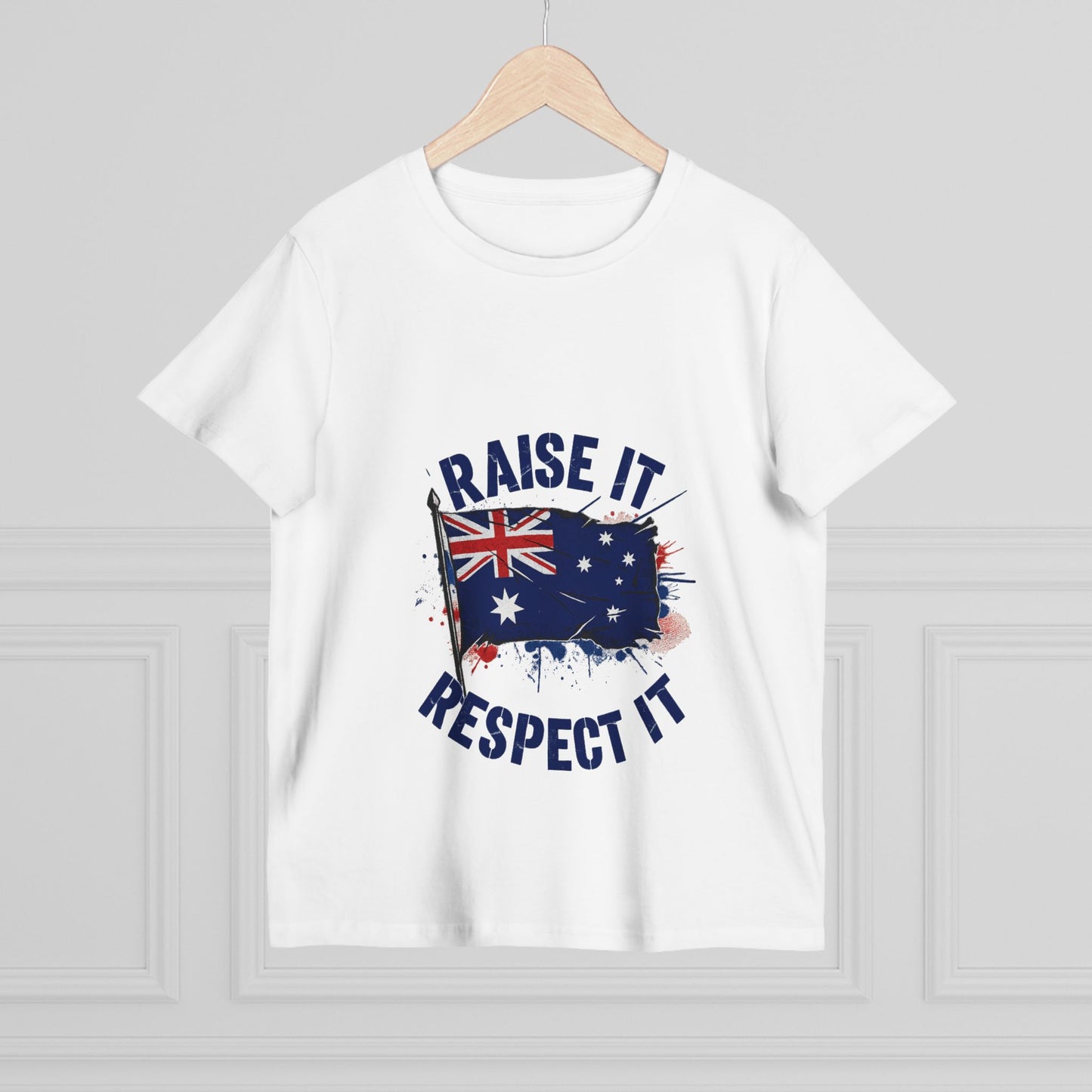 Raise It Respect It Patriotic Graphic Tee Women’s Maple T-Shirt