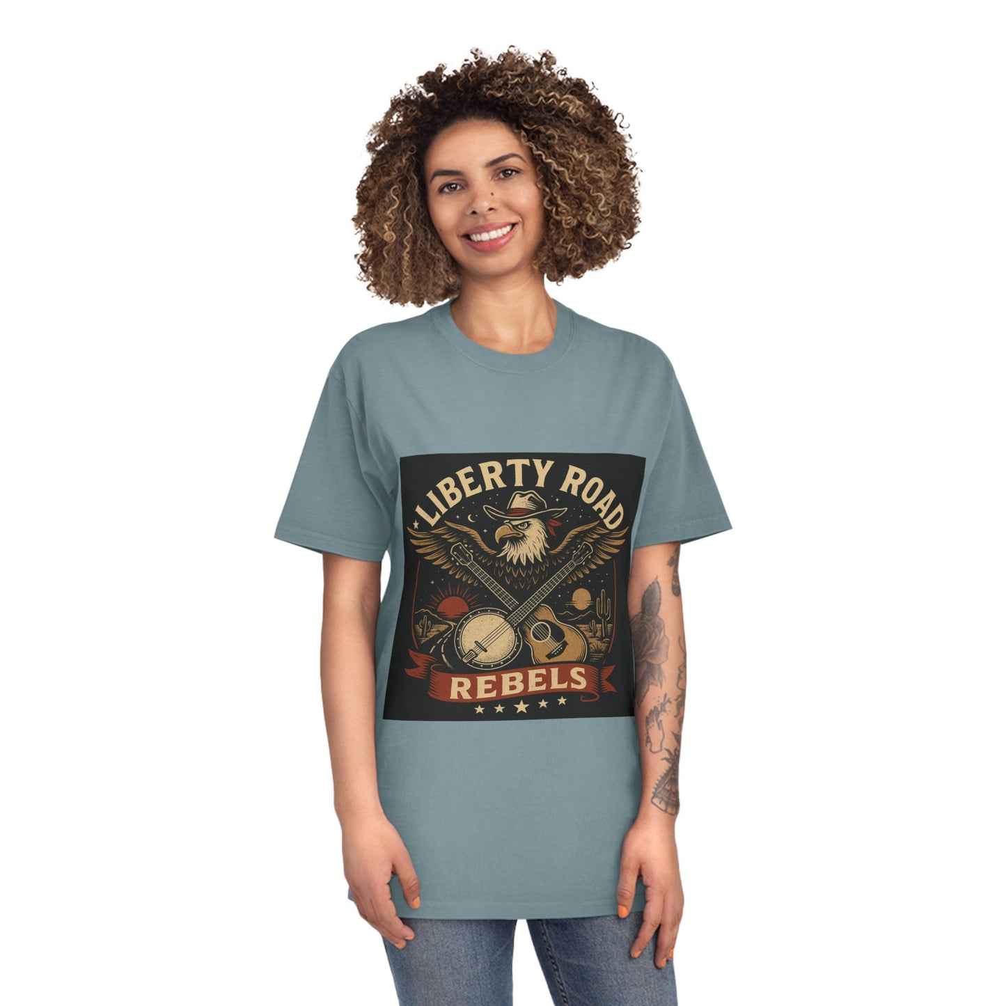 Liberty Road Rebels Vintage Americana Style Unisex Faded Tee T-Shirt