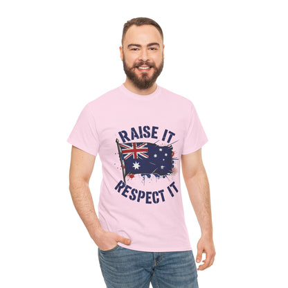 Raise It Respect It Australia Flag Unisex Graphic Tee Cotton T-Shirt