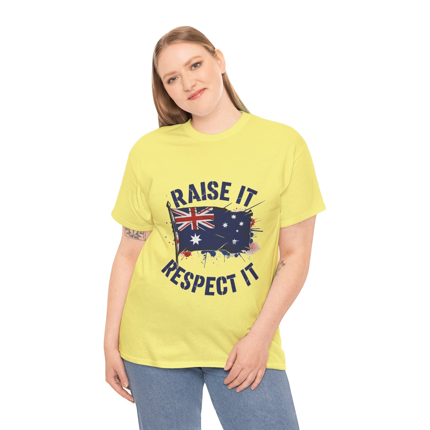 Raise It Respect It Australia Flag Unisex Graphic Tee Cotton T-Shirt