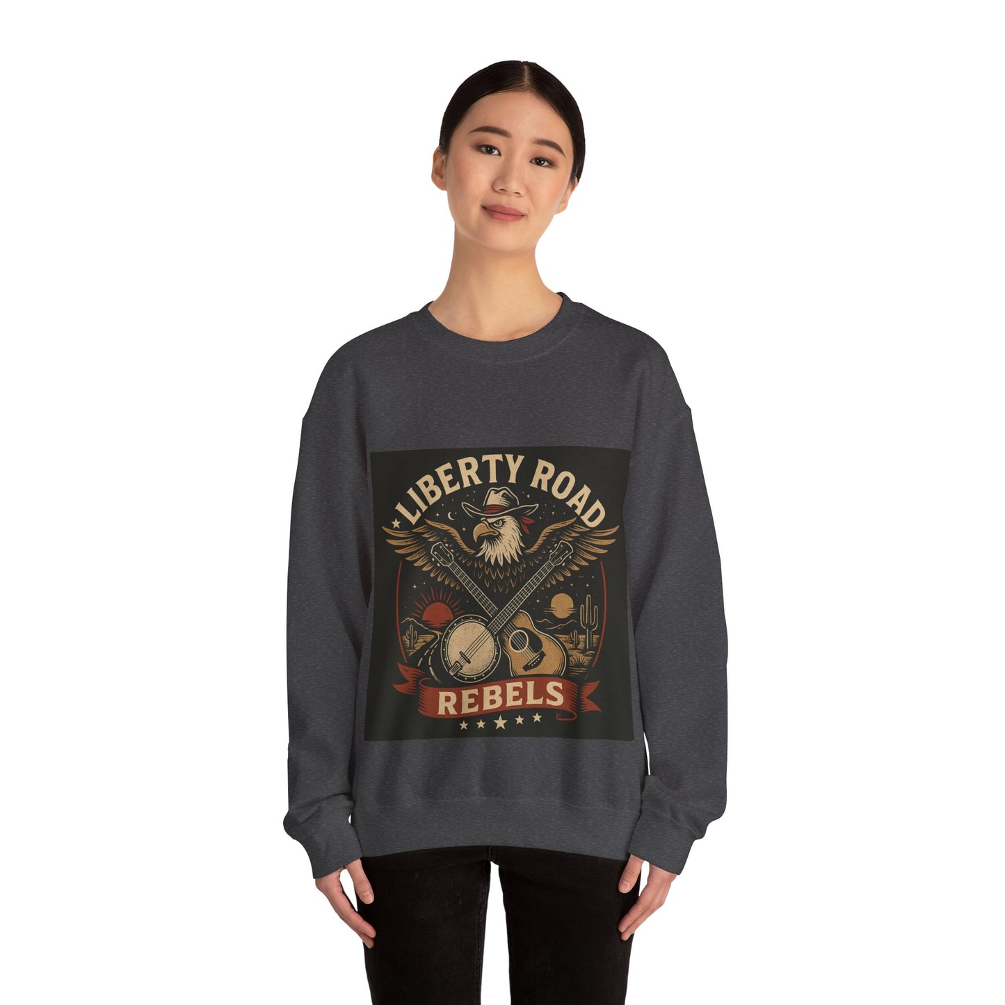 Liberty Road Rebels Vintage Americana Style Crewneck Sweatshirt