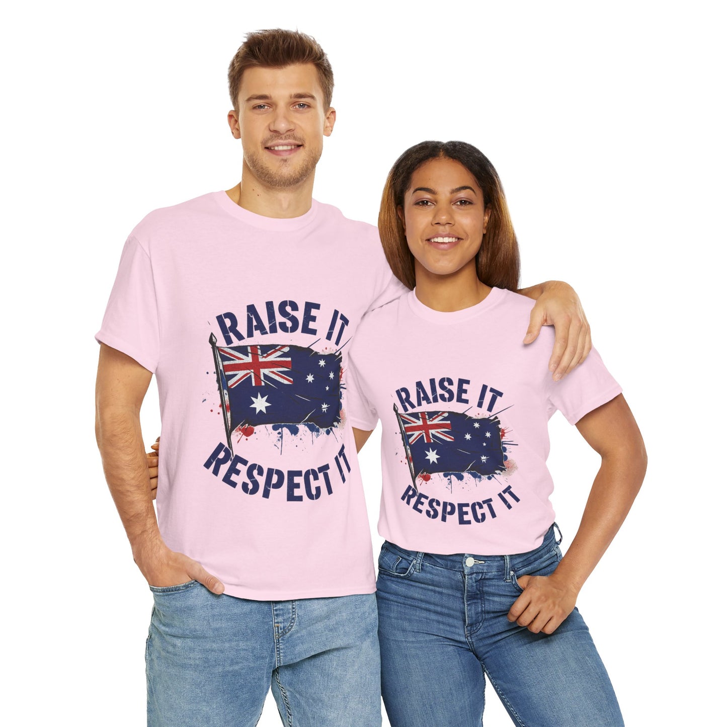 Raise It Respect It Australia Flag Unisex Graphic Tee Cotton T-Shirt