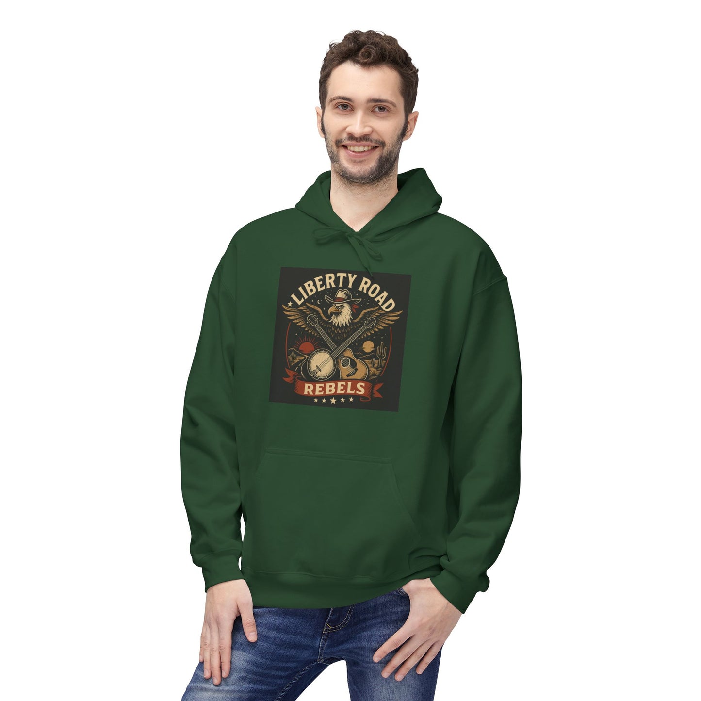 Liberty Road Rebels Vintage Americana Style Soft Fleece Hoodie