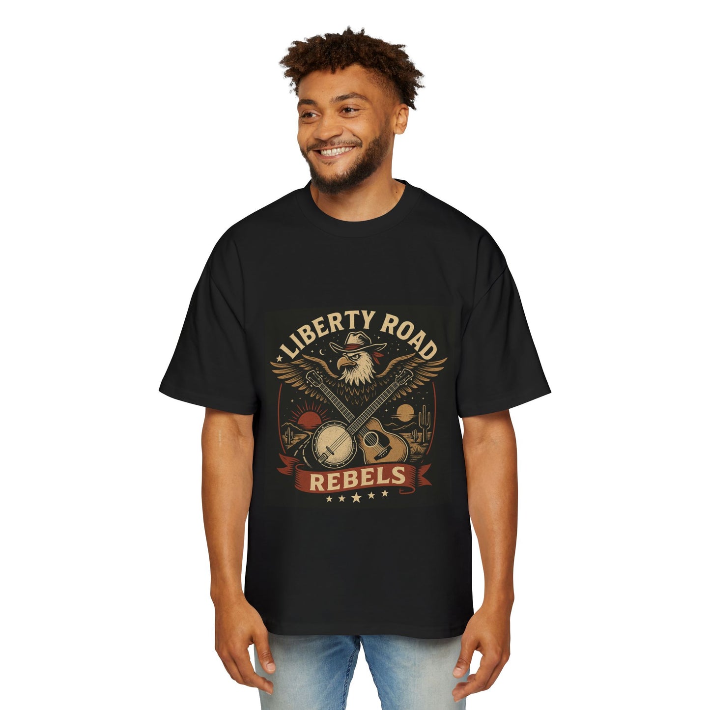 Liberty Road Rebels Vintage Americana Style Oversized Tee T-Shirt