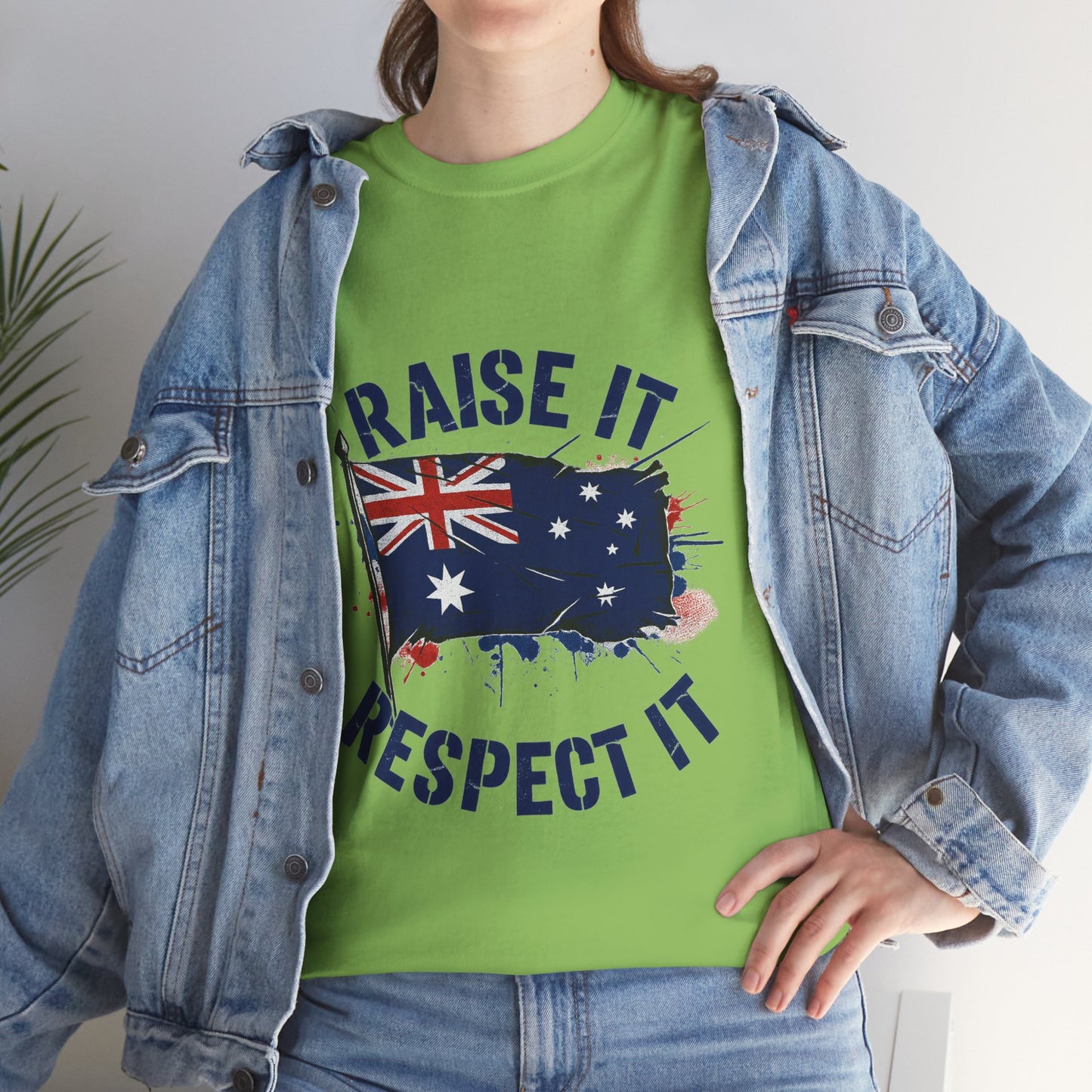 Raise It Respect It Australia Flag Unisex Graphic Tee Cotton T-Shirt