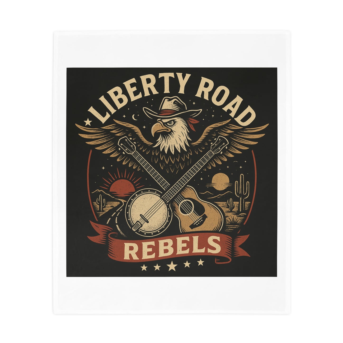 Liberty Road Rebels Vintage Americana Style Cozy Fleece Blanket