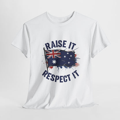 Raise It Respect It Australia Flag Unisex Graphic Tee Cotton T-Shirt