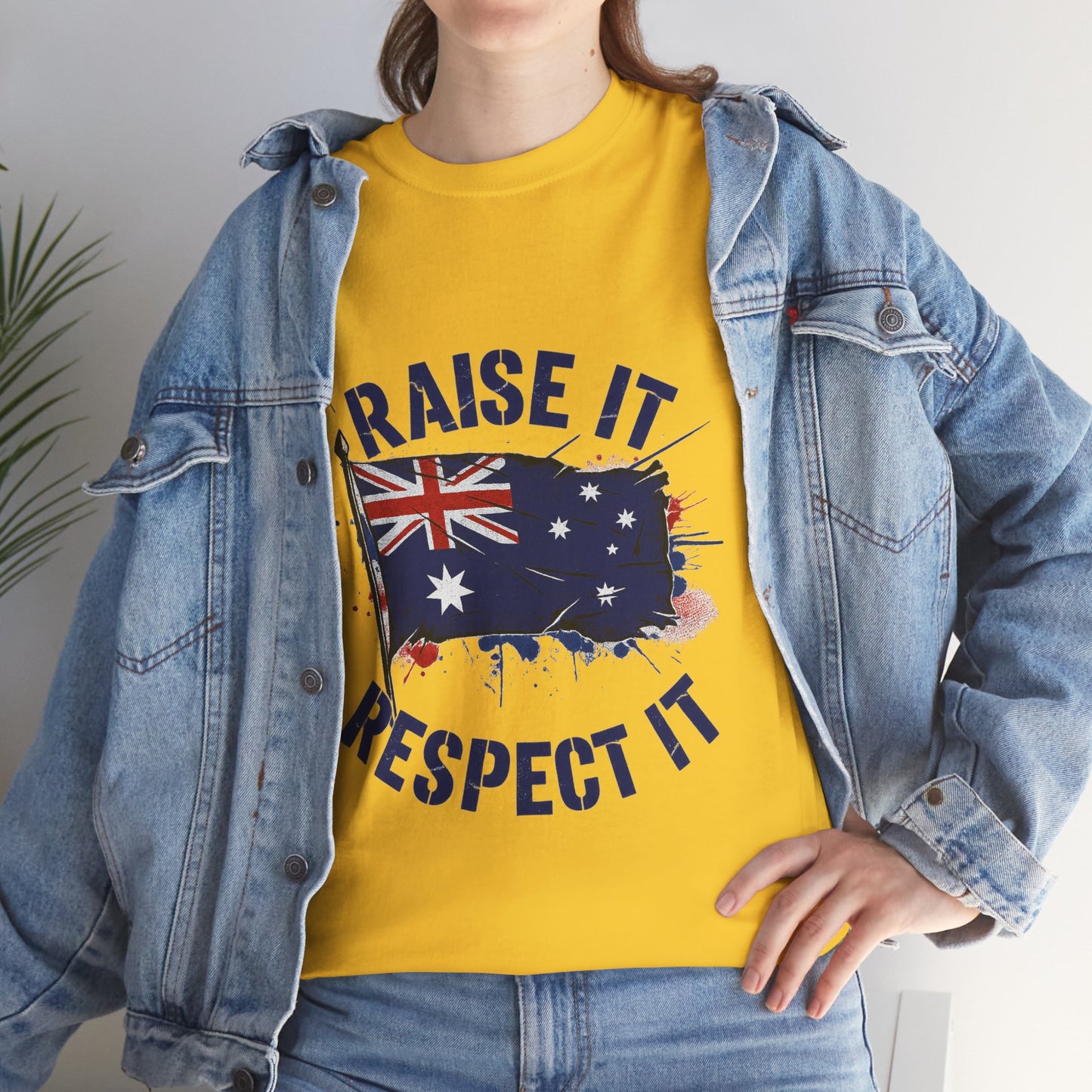Raise It Respect It Australia Flag Unisex Graphic Tee Cotton T-Shirt