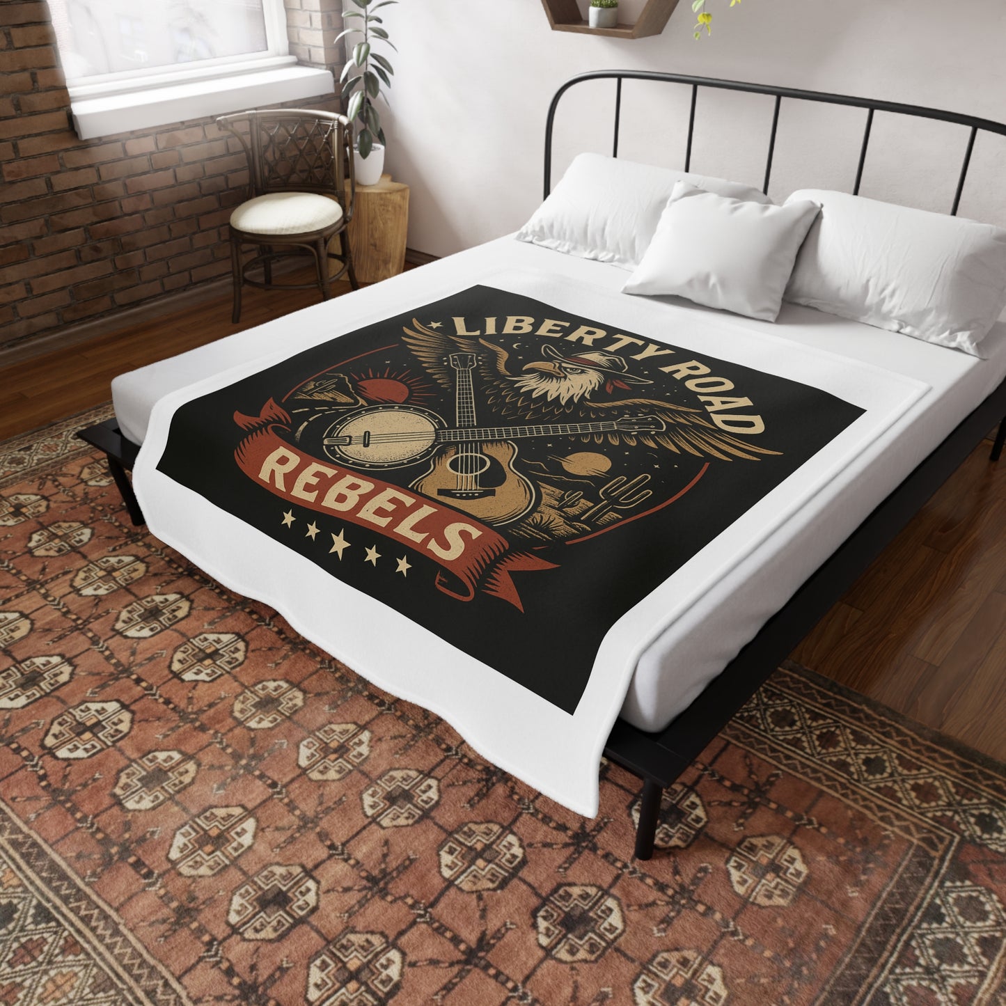 Liberty Road Rebels Vintage Americana Style Cozy Fleece Blanket