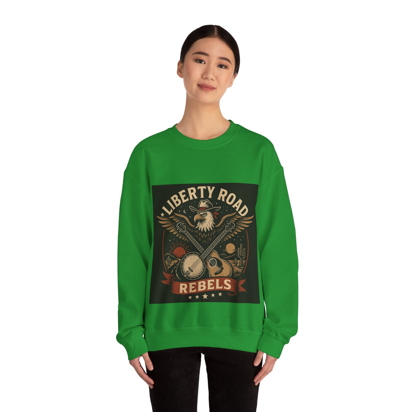 Liberty Road Rebels Vintage Americana Style Crewneck Sweatshirt