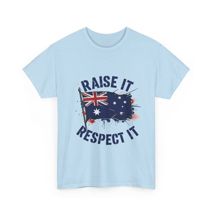 Raise It Respect It Australia Flag Unisex Graphic Tee Cotton T-Shirt
