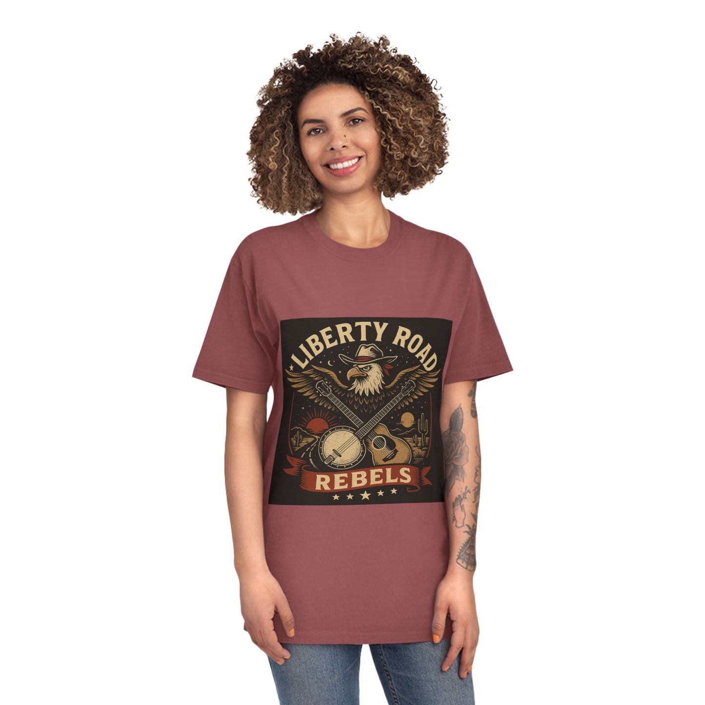 Liberty Road Rebels Vintage Americana Style Unisex Faded Tee T-Shirt