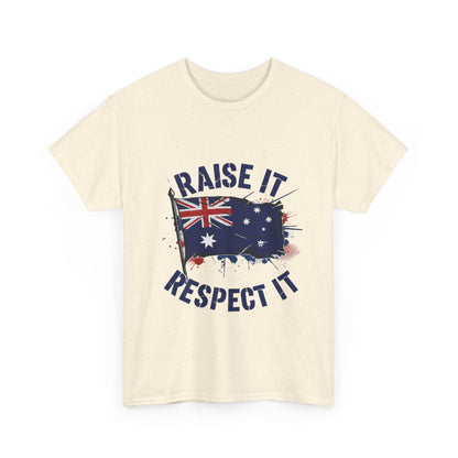 Raise It Respect It Australia Flag Unisex Graphic Tee Cotton T-Shirt