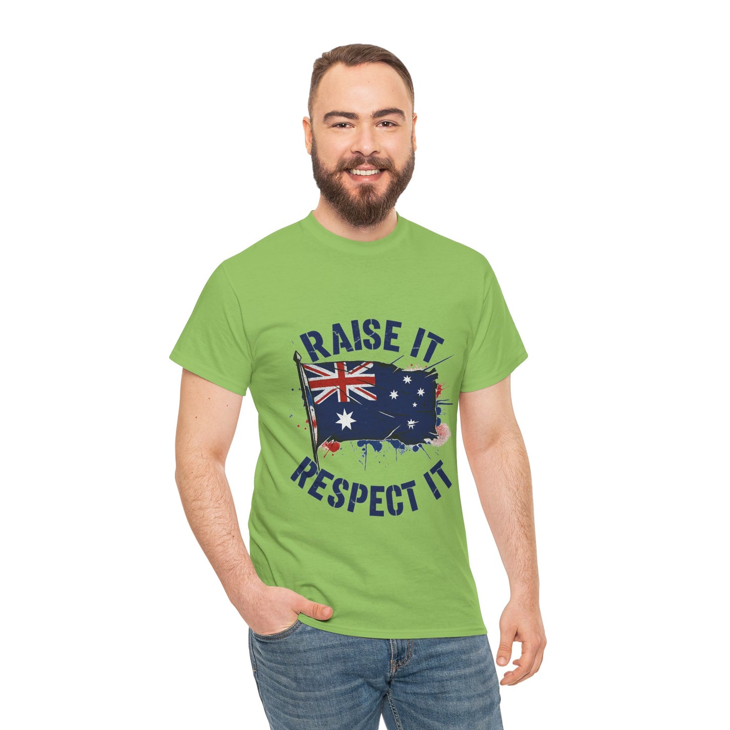 Raise It Respect It Australia Flag Unisex Graphic Tee Cotton T-Shirt