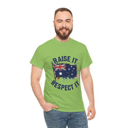 Raise It Respect It Australia Flag Unisex Graphic Tee Cotton T-Shirt