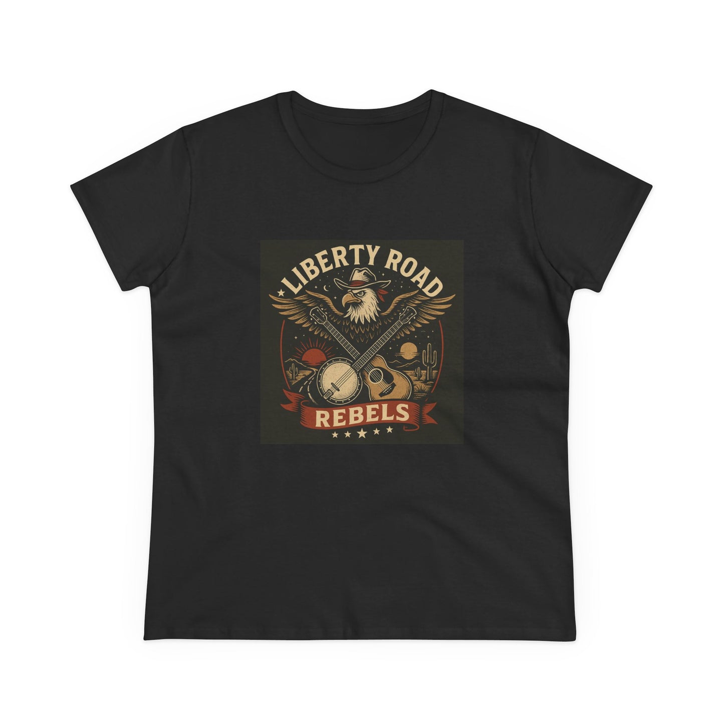 Liberty Road Rebels Vintage Americana Style Women's Midweight Cotton Tee T-Shirt