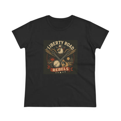 Liberty Road Rebels Vintage Americana Style Women's Midweight Cotton Tee T-Shirt