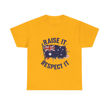 Raise It Respect It Australia Flag Unisex Graphic Tee Cotton T-Shirt