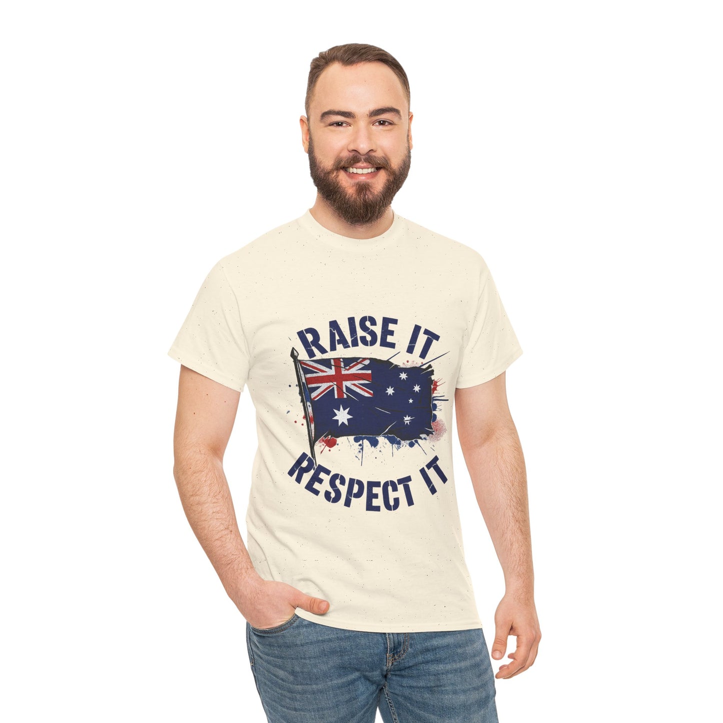 Raise It Respect It Australia Flag Unisex Graphic Tee Cotton T-Shirt